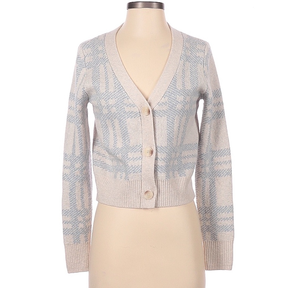 William Rast Women's Beige and Light Blue Cardigan